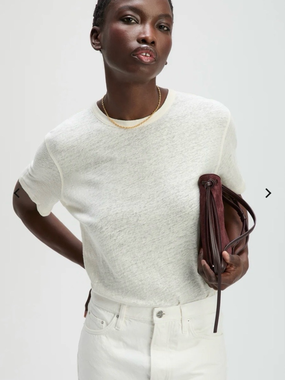 Classic Crewneck Short-Sleeve Tee in Light Cream
